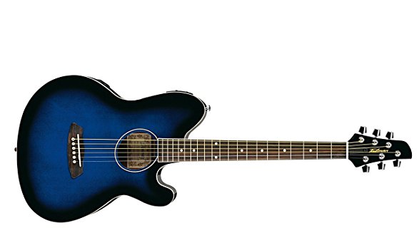 Ibanez TCY10ETBS Talman Acoustic/Electric Guitar with Rosewood Fingerboard, Transparent Blue Sunburst