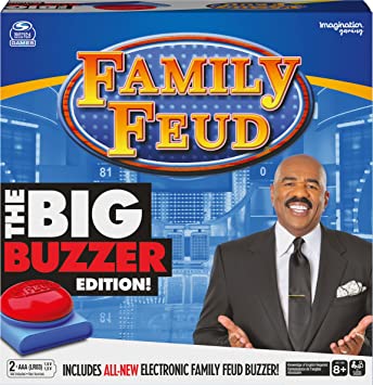 Spin Master Games Family Feud Big Buzzer Game, “Buzz in” with The Electronic Buzzer Board Game for Hilarious Family Fun, Ages 8 and Up, Multicolor (6061715)