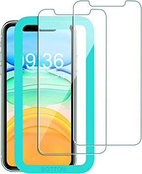 Bovon for iPhone 11 Screen Protector 2019 6.1’’, for iPhone XR Screen Protector 2018, [Alignment Frame] [Ultra Clear] [3D Touch] [Case-Friendly] 0.25mm Tempered Glass Film (2 Packs)