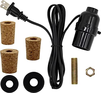 Creative Hobbies Pre-Wired Bottle Lamp Kit, Easily Convert Any Bottle Into A Lamp, DIY No Drilling Required | Black