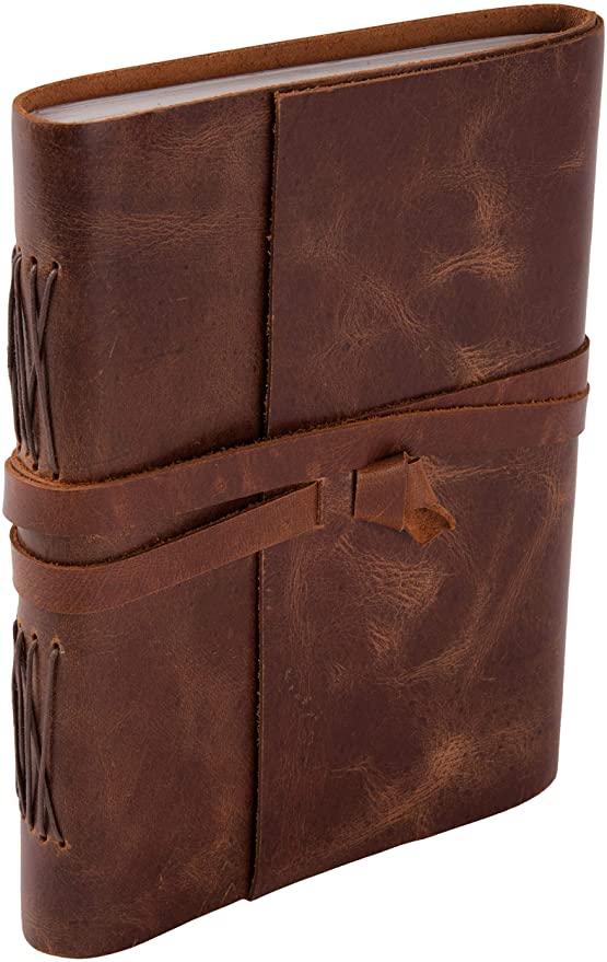 Ruzioon Journal Writing Notebook - Handmade Leather Bound Daily Notepad For Men & Women lined Paper 8" x 6" Inches, Best Gift,Travel Diary & Notebooks to Write In (brown)