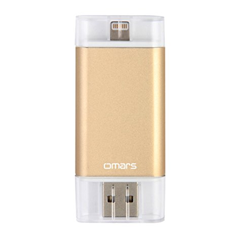 Omars 32GB USB 3.0 Flash Drive with Lightning Connector, Gold
