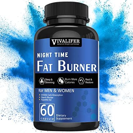 Night Time Fat Burner, Weight Loss Dietary Supplement for Men and Women, Appetite Suppressant, Promote Metabolism, Inhibits Carb Absorption and Sleep Supplement - 60 Capsules