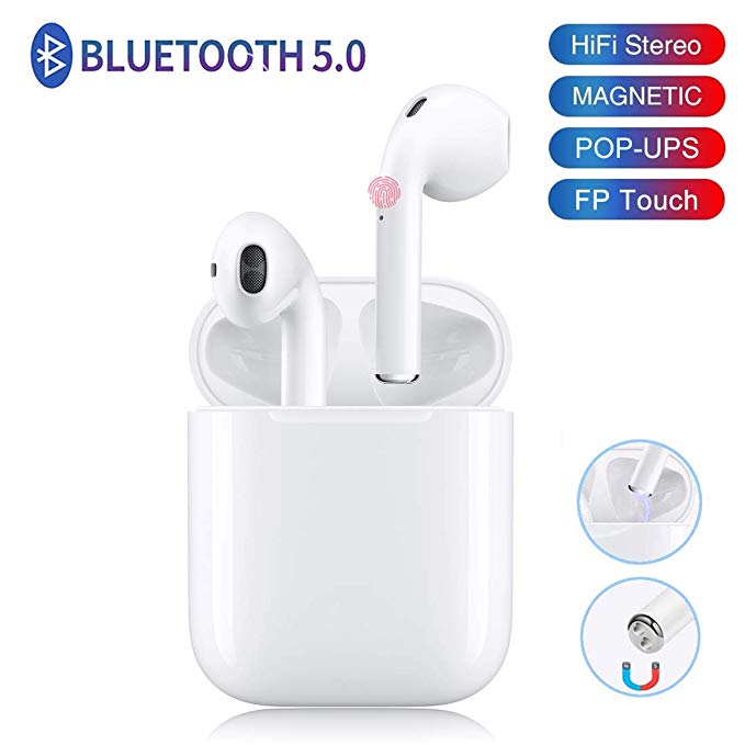 Bluetooth Headphones, Bluetooth 5.0 Wireless Earbuds, 3D Stereo 24H Playtime Wireless Sports Headset, IPX5 Waterproof, Pop-ups Auto Pairing for Apple Airpods Android/iPhone Samsung