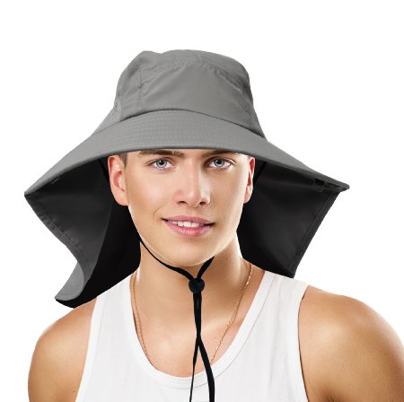 Sun Blocker Unisex Large Bill Neck Flap Hat Sun Protection Camping Hiking Hunting Fishing Cap