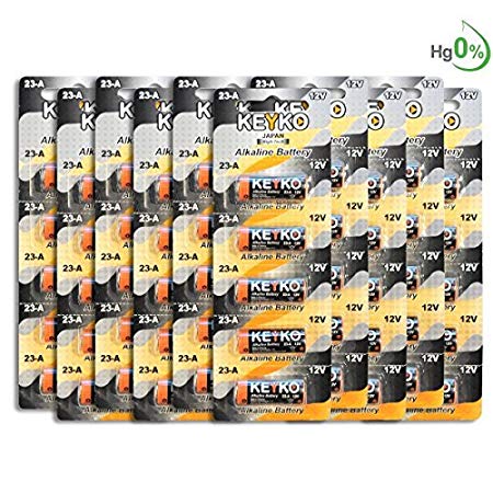 A23 Alkaline 12V Battery 23A . 50-Pcs Pack Genuine KEYKO JAPAN High Tech for Remote controls , alarm , keyless entry , electronics and so more by KEYKO
