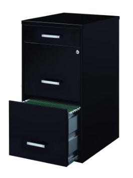 Space Solutions 3-Drawer File Cabinet, 18-Inch Deep, Black