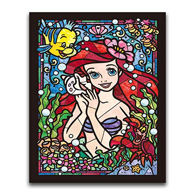 DIY 5D Diamond Painting Kits for Adults, 16"X12" Ariel Princess Full Drill Diamond Painting Rhinestone Embroidery Pictures Cross Stitch Arts Crafts for Living Room Home Wall Decor