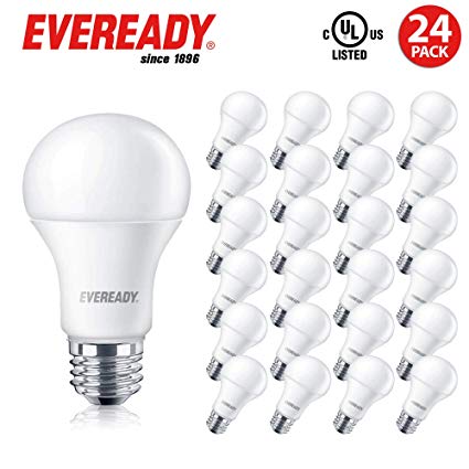Eveready Led Light Bulbs, Non-Dimmable, 800 Lumens, 2700K Soft White Color, 9-Watt (60W Bulb Equivalent), A19 E26 Base, UL Listed– 24 Pack