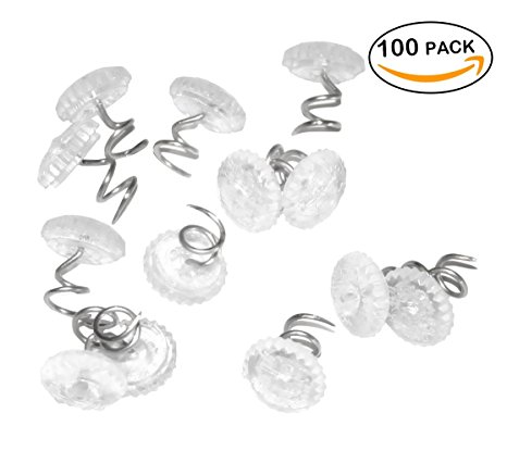 Attmu 100 Pcs Clear Heads Twist Pins for Upholstery, Slipcovers and Bedskirts, 0.5 Inches