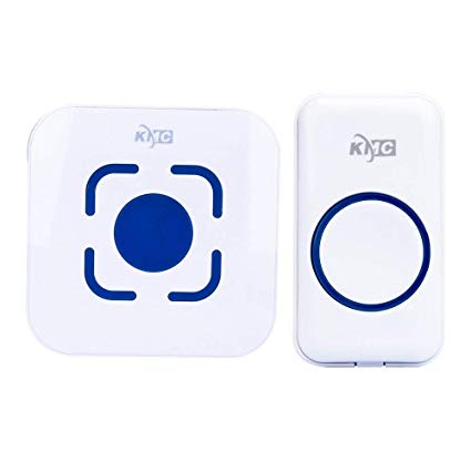 KMC simple wireless doorbell, 1000 Feet Operating, 1 plug-in without battery receiver and 1 remote button transmitter, ringing time more than 50 times (white)