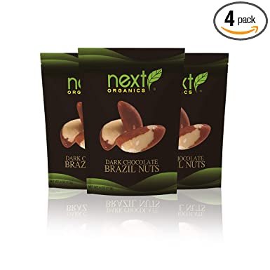 Next Organic Brazil Nuts Dark Chocolate Covered, 4-Ounce (Pack of 3)