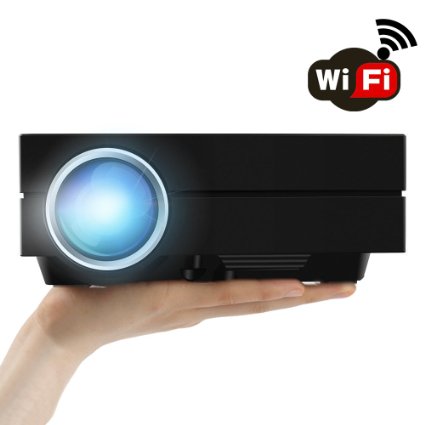 WiFi Wireless Projector (Warranty Included), Support HD 1080P Video, ERISAN Updated Mini LED LCD Portable Projector Multimedia Home Movie Cinema For Video Game DVD PC Laptop PS Xbox WII
