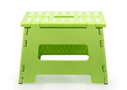 Stepsafe® High Quality Non Slip Folding Step Stool for Kids and Adults with Handle- 9" in Height, Holds up to 300 Lb! (Green)