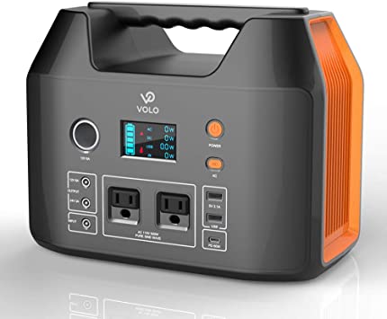 VOLO 500W Portable Power Station, 555Wh(150000mAh) Camping Lithium Battery Pack with 2AC 110V/ 1DC 12V/ 1DC 24V/ 1Car Cigarette Lighter/ 1USB-C PD/ 2 USB/Flashlight for Outdoor Camp Home Emergency(Orange)