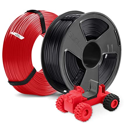 3D Printer PETG Filament 1.75, SUNLU 2KG PETG 1.75mm of MasterSpool, Fit FDM 3D Printer, 1KG Spool, Pack of 2, Dimensional Accuracy  /- 0.02 mm, PETG Black Red