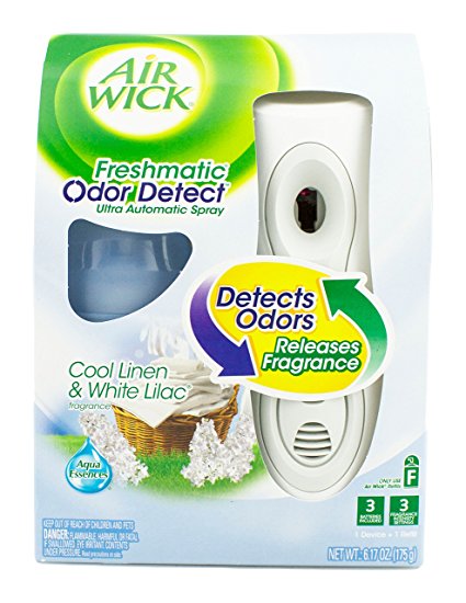 Air Wick Freshmatic Automatic Spray Air Freshener Starter Kit with Odor Detect, Cool Linen and White Lilac, 1 Count