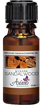 Indian Mysore Sandalwood Essential Oil, 100% Pure, Undiluted, Therapeutic Grade Sandalwood Oil by Aviano Botanicals – 10 ml