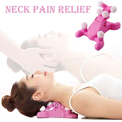 mwellewm Cervical Pillow Neck and Head Pain Relief Back Massage Traction Device Support Relaxer, Tension Headache Relief, Trigger Point Therapy, Best Hands-Free Device Sore Muscles, Improved Mobility
