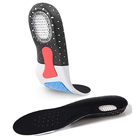 Shoe Insoles for Forplantar Fasciitis - Full Length Arch Support Orthotics Insoles for Men & Women, Heel Pain Relief, Shock Absorption for Walking, Running and Hiking, Cuttable Size (7.5-12)