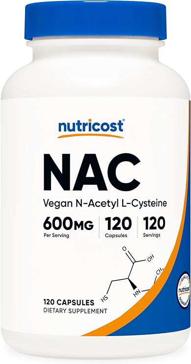 Nutricost N-Acetyl L-Cysteine 600Mg, 120 Veggie Capsules - Non-GMO, Gluten Free, Vegetable Caps