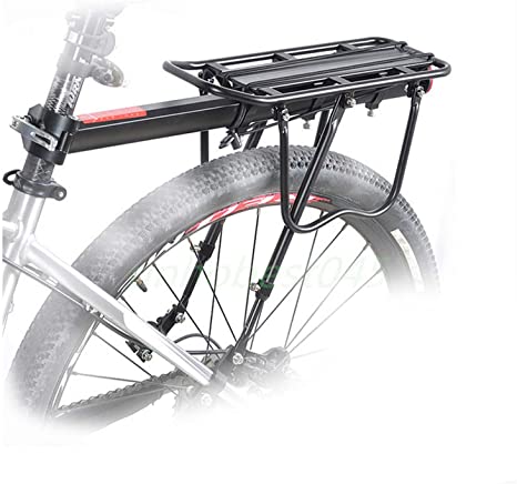 Wisfor Bicycle Rear Rack, Bike Rear Carrier Cargo Rack Aluminum Alloy Adjustable Quick Release Universal Luggage Pannier 110 Lbs Capacity with Reflector