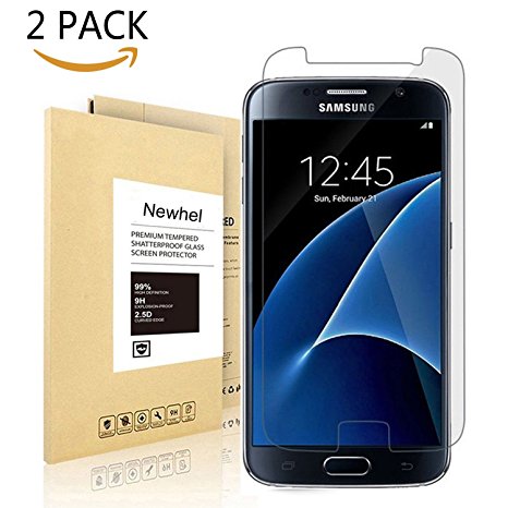[2Pack]Galaxy S7 Tempered Glass Screen Protector[ Bubble Free] , Newhel HD Screen Protector [9H Hardness] [Anti-Fingerprint] [Scratch Proof] Screen Protector for Samsung Galaxy S7