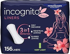 Incognito by Prevail | 3-in-1 Protective Liner for Menstrual & Bladder Leaks | Light Absorbency | 156 Count