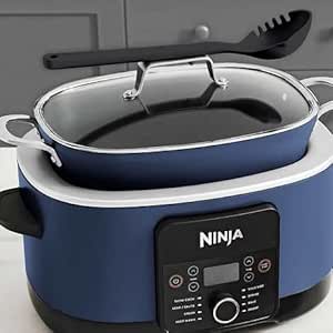 Ninja Foodi PossibleCooker PRO 8.5 Quart Multi-Cooker, with 8-in-1 Slow Cooker, Dutch Oven, Steamer & More, Glass Lid & Integrated Spoon, Nonstick, Oven Safe Pot to 500°F, Navy (Blue)