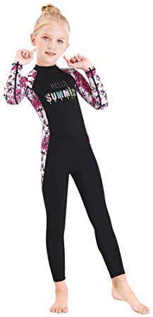 Full Body Kids Swimsuit One Piece Rash Guard Long Sleeve Wetsuit Skin for Girls Boys Children, Sunsuit Swimwear UPF 50  UV Sun Protection Quick Dry for Beach Water Sports