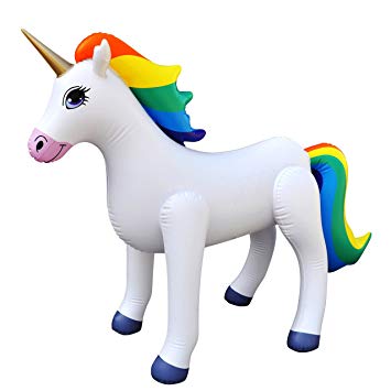 Jet Creations Inflatable Standing Rainbow Unicorn, 40" Long Pool Party Decoration Birthday Stuffed Animal an-UNI
