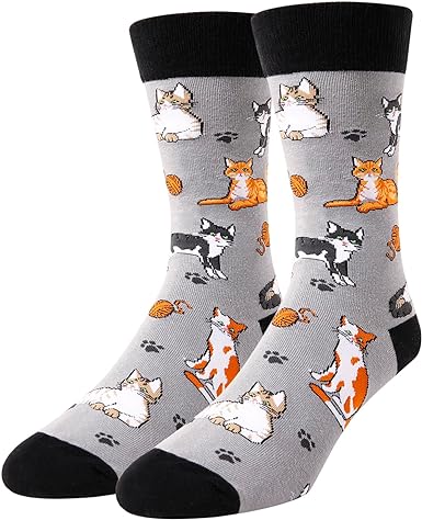 HAPPYPOP Funy Cat Chicken Gifts for Men, Novelty Monkey Ortter Corgi Sloth Socks Crazy Silly Fun Socks