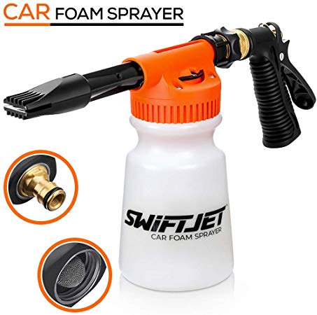 SwiftJet Car Wash Foam Gun Sprayer With Thick Soap Suds - Adjustable Water Pressure & Soap Ratio Dial Car Wash Blaster Attaches To Any Garden Hose Car Foam Gun - Perfect For Boats & RV’s - Soap Cannon