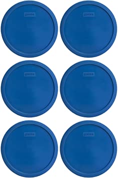 Pyrex 7401-PC 3 Cup Lake Blue Round Plastic Lid (6, Lake Blue)