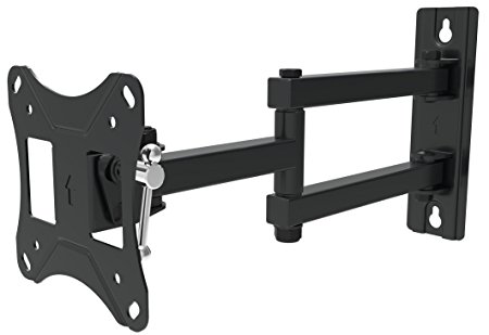 Husky Mounts Articulating tv Bracket Fits most 10 – 27 inch Monitor LED LCD Fits some 32” TV with 4”x 4” mounting pattern Tilt Swivel Arm Full Motion TV Wall mount .Fits VESA 75X75, 100X100 Max 33 Lbs