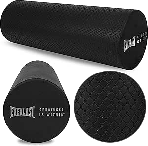 Everlast FIT 18-Inch Premium Rx EVA Foam Roller for Exercise, Firm High-Density EVA Foam, Trigger Point Massage & Muscle Therapy, Portable, Increasing Circulation, Relieving Tension. (18", Black)