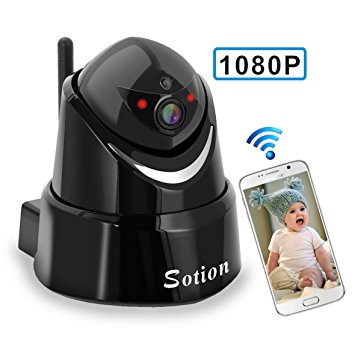 SOTION (04W) Full 1080P HD WiFi Internet Wireless Network IP Security Surveillance Video Camera System, Baby and Pet Monitor with Pan and Tilt, Two Way Audio & Night Vision