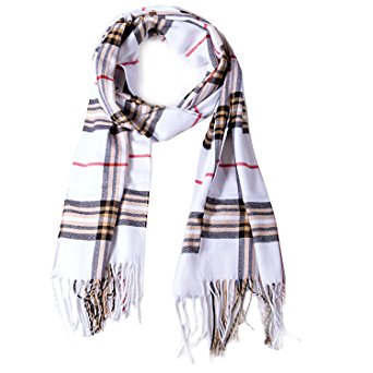 Mens Winter Plaid Warm Soft Elegant Cashmere Feel Wrap Scarf