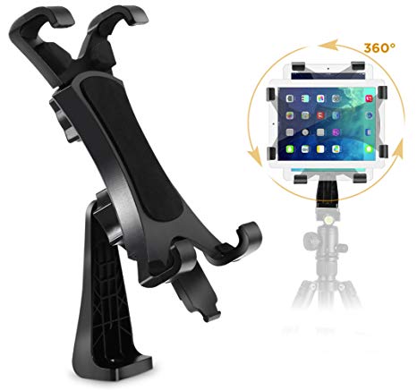 360 Degree Rotatable Break-Resistant iPad Tripod Mount Adapter, Universal Tablet Clamp Holder Fits Ipad, Ipad Air, Mini, Microsoft Surface, Nexus, For Tripod Monopod, Selfie Stick,Tabletop Stand