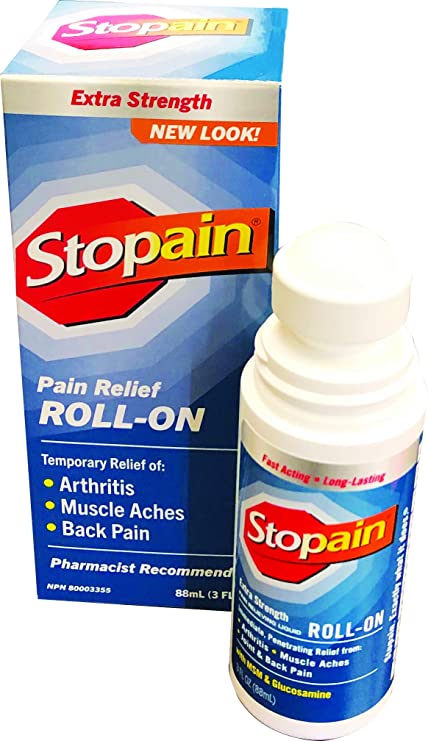 Stopain Extra Strength Pain Relieving Roll-On | Fast Relief From Arthritis | For Muscle Aches, Joint & Backpain | Non-Greasy |3 Fl Oz (Packaging May Vary)
