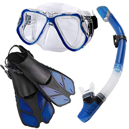 Zentouch Snorkel Set, Diving Mask with Easy Ajustable Strap 180° Panoramic View and Free Breathing Best Anti-Fog Anti-Leak Snorkel Mask for Adults and Kids