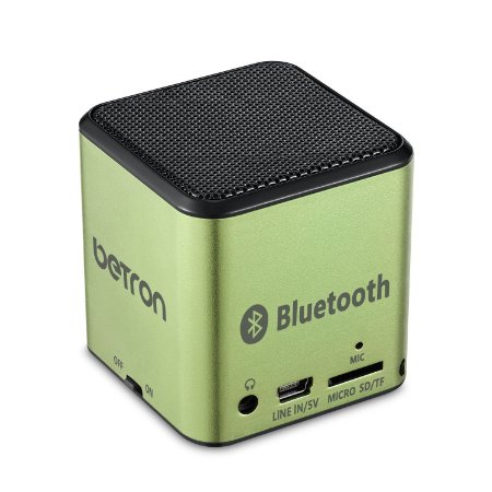 Betron MC500 Mini Bluetooth Speaker - Portable Rechargeable Travel Wireless Green - For iPhone iPad iPod Samsung