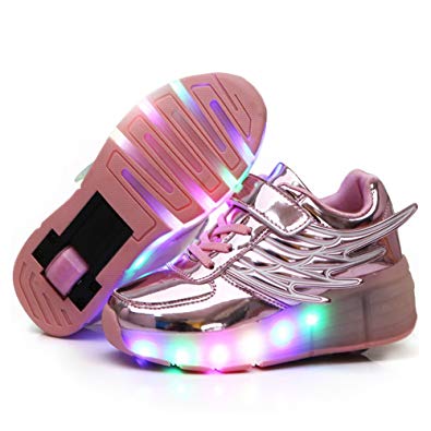 Nsasy Roller Shoes Kids Roller Skates Shoes Girls Boys Wheels Shoes Become Sport Sneaker with Led for Children Gift