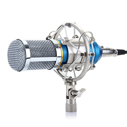 Excelvan Condenser Recording Microphone with Shock Mount Holder, Blue