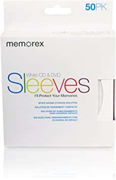 Memorex CD/DVD Sleeves Paper with Window Cut-OutandBack Flap 50-Pack