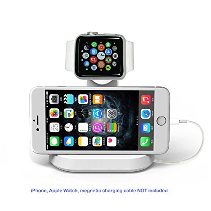 Apple iWatch and iPhone Stand, CyberTech 2 in 1 iWatch Stand Charging Station Dock cradle holder with Built-in Insert Slots for iPhone & Apple iWatch 38/42 mm 2015 (White)