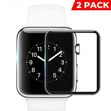 YJ Screen Protector Compatible Apple iWatch 42mm 2 Pack Anti-Scratch Bubble-Free HD-Clear Easy Installation Tempered Glass Film Accessories for Series 1/Series 2/Series 3