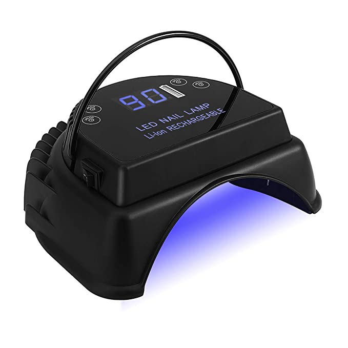 Ayshone 64W Nail Dryer,Rechargeable LED Gel Nail Lamp Cordless UV LED Nail Light for Salon Nail Polish with Lifting Handle Touch Sensor LCD Screen (Black)