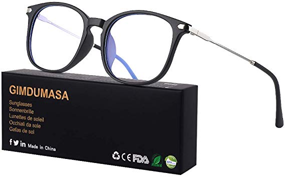 Gimdumasa Blue Light Filter Computer Glasses for Womens with UV Blocking Anti Eyestrain Gaming Glasses Anti-Glare Blocker Eyewear Protection 5008 (Black Matte Frame)