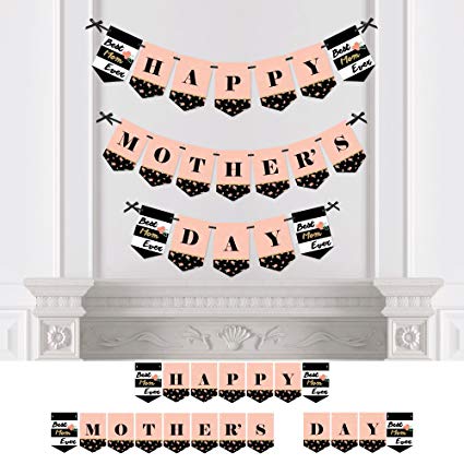 Big Dot of Happiness Best Mom Ever - Mother's Day Bunting Banner - Mother's Day Party Decorations - Happy Mother's Day